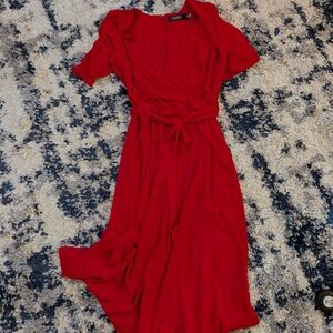 Lauren Ralph Lauren Red Wrap Maxi Dress with Self Tie